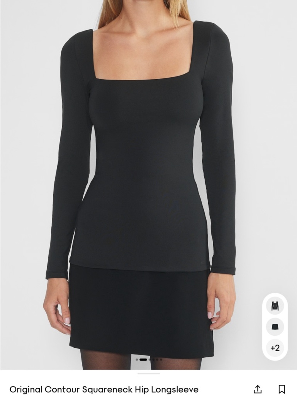 Aritzia Black Square-Neck Long Sleeve Top